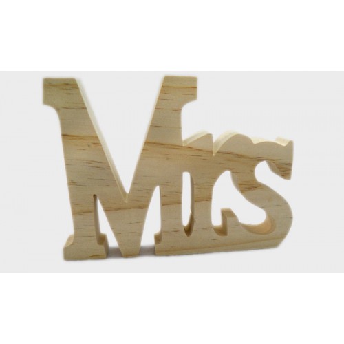 ΞΥΛΙΝΟ Mr & Mrs, ΓΡΑΜΜΑΤΑ MRs 15cm x 11cm ΦΥΣΙΚΟ 0519308 (1 τεμάχιο)