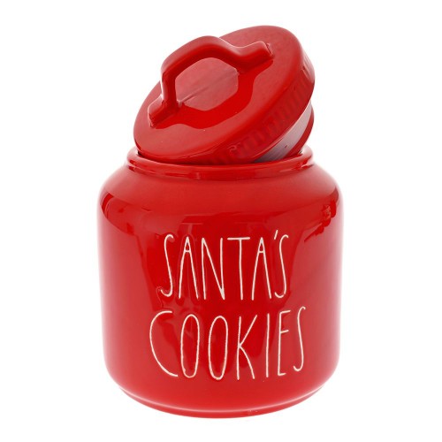 SANTAS COOKIES ΚΟΚΚΙΝΗ ΚΕΡΑΜΙΚΗ ΜΠΙΣΚΟΤΙΕΡΑ ΜΕ KOKKINO  ΚΑΠΑΚΙ 16Χ16Χ20ΕΚ