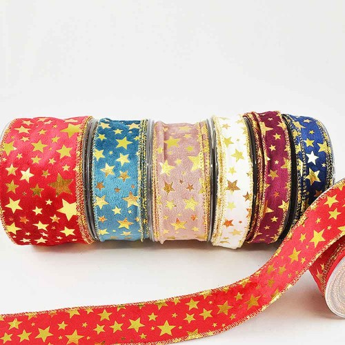 ΚΟΡΔ HOLLAND VELVET FOIL STARS 2.3cmX9m